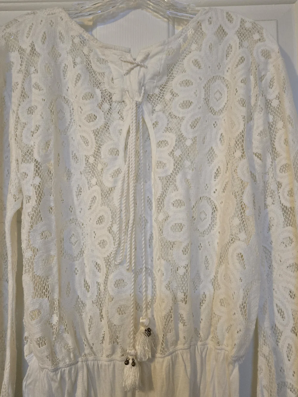 Free People Better With Time Long Bell Sleeve Lace Bodysuit - Ivory